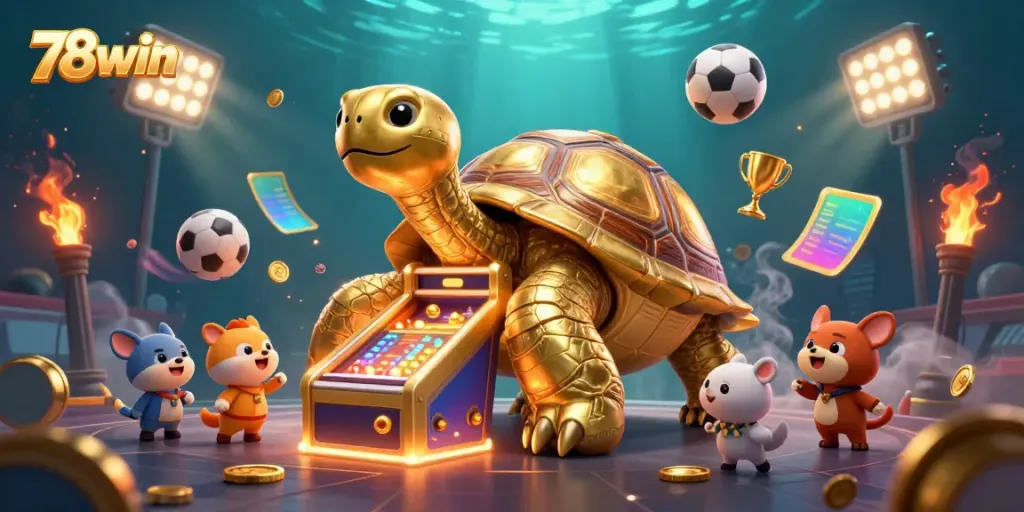 Engage in thrilling games at 78win, where the colossal tortoise has a pinball machine shell!