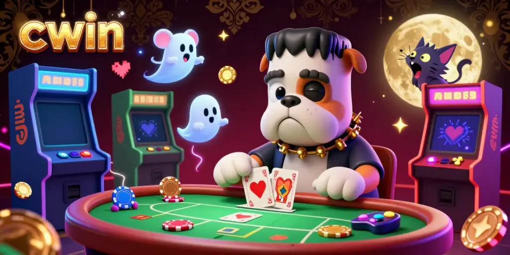 Cwin engages players with vibrant 3D casino illustration featuring thematic characters and exciting gameplay elements.