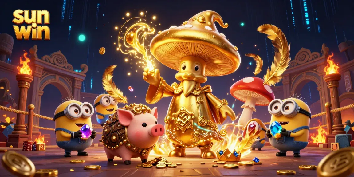 Engage with the magical treasures of sun win, featuring a golden wizard and enchanting game elements in action