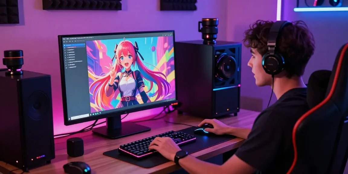 Interactive ecchi AI chat session with vibrant digital characters in a gaming setup