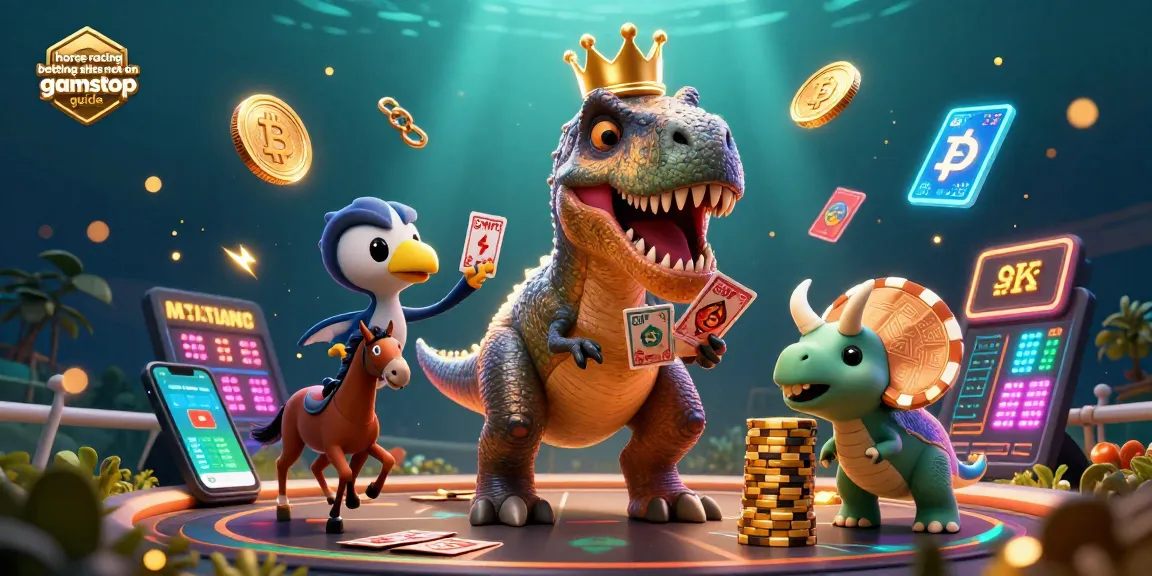 Engage with the horse racing betting sites not on gamstop guide through this vibrant 3D illustration showcasing a dynamic betting scene.